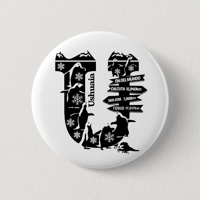 Schaltfläche für Typografie U(Ushuaia: Argentinien Button (Vorderseite)
