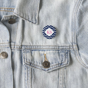Schaltfläche für Zickzack Navy-Muster Button