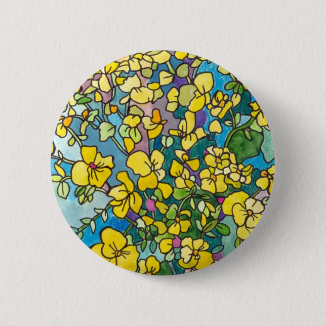 Schaltfläche Gelbe Blumen Button (Vorderseite)