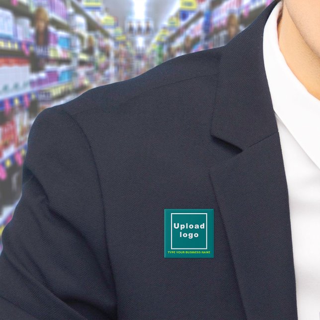 Schaltfläche "Geschäftsname" und "Aquamarines Logo Button (Build brand name awareness. Your business name and logo on teal green square button.)