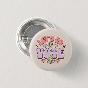 Schaltfläche "Go Vote Groovy Blume" gelassen Button