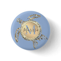 Schaltfläche Gold Glam Turtle Monogram