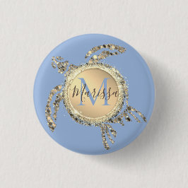 Schaltfläche Gold Glam Turtle Monogram Button