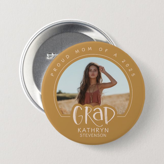 Schaltfläche "Gold Proud Mama 2025 Graduate Foto" Button (Vorne & Hinten)