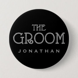 Schaltfläche "Groove Silver Imitats Glitzer Name T Button