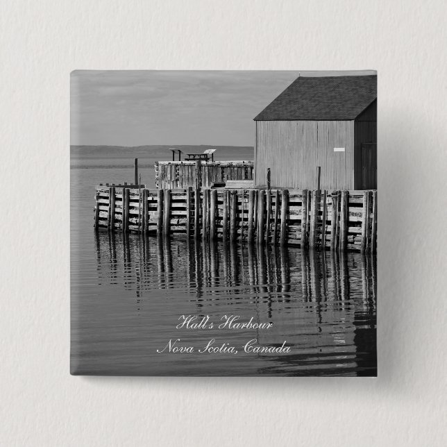 Schaltfläche Hall's Harbour Wharf (B&W) Button (Vorderseite)