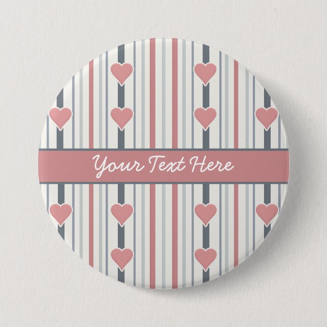 Schaltfläche "Herz & Streifen", anpassen Button (Vorderseite)