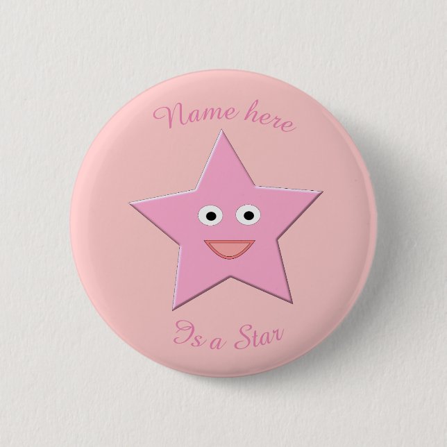 Schaltfläche "hübsch rosa Sternchen" Button (Vorderseite)