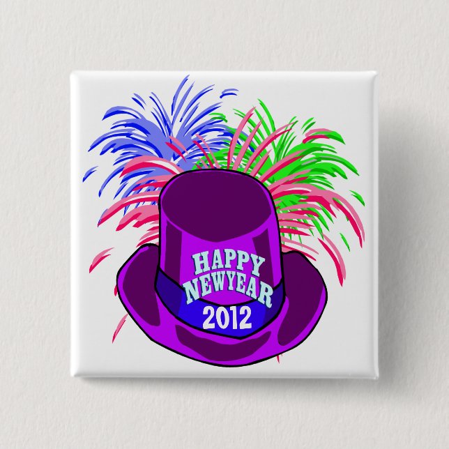 Schaltfläche "Hut und Feuer im neuen Jahr" Button (Vorderseite)