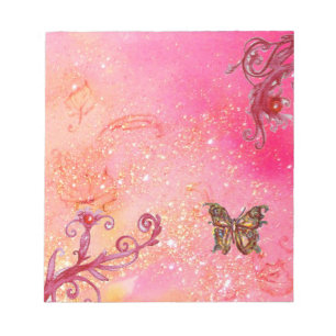 SCHALTFLÄCHE IN PINK FUCHSIA-GLITZERN NOTIZBLOCK