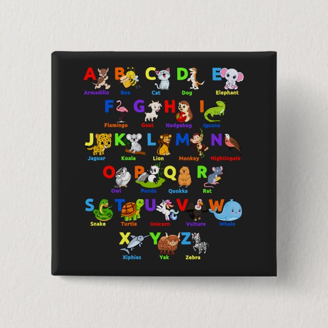 Schaltfläche "Learning Square" für Alphabet Animal Button (Vorderseite)