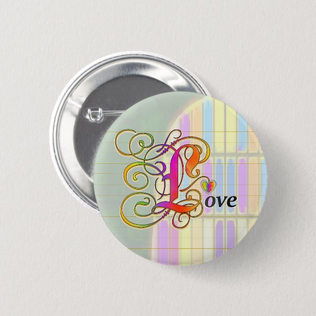 Schaltfläche Liebe mit festgehaltenem Glasfenster Button (Vorne & Hinten)