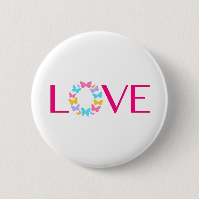 Schaltfläche Liebe und Schmetterlinge Button (Vorderseite)
