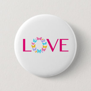 Schaltfläche Liebe und Schmetterlinge Button