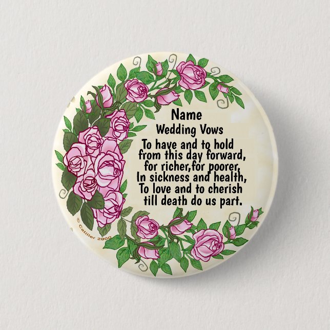 Schaltfläche "Liebliche Rose Hochzeiten Button" Button (Vorderseite)