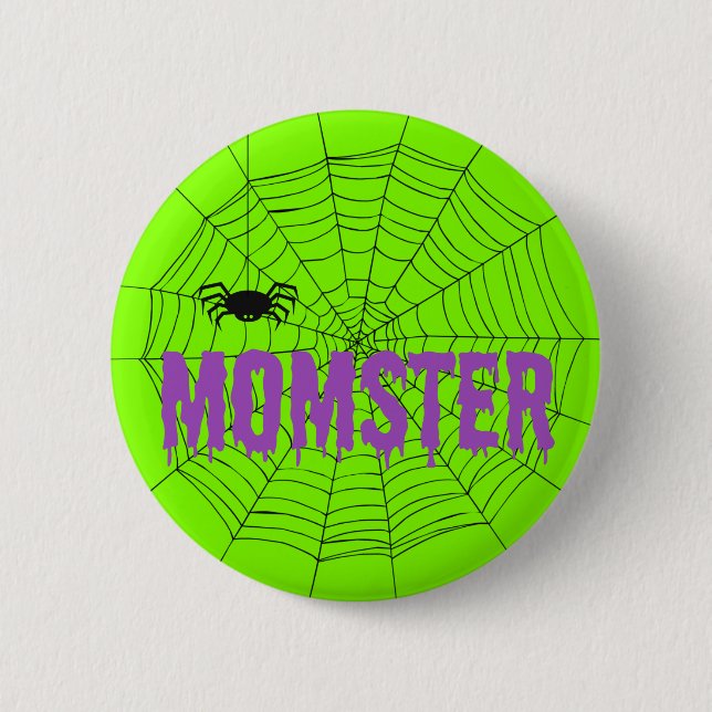 Schaltfläche "Lila Schriftart-Spider" von Momster Button (Vorderseite)