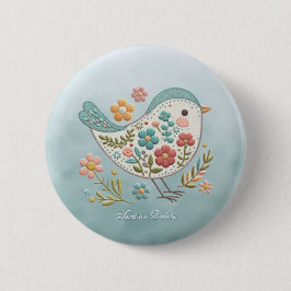 Schaltfläche "Little Bird Blue Pink"-Blume Button