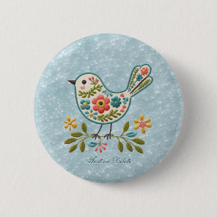 Schaltfläche "Little Bird Floral Green" für Blätte Button