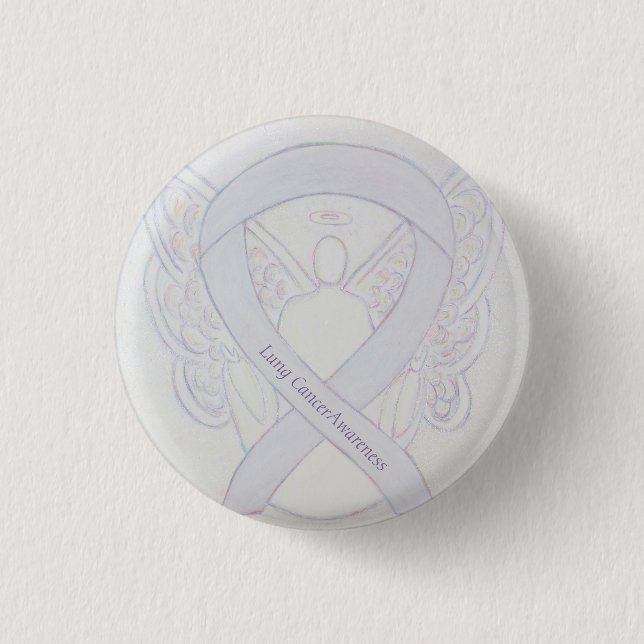 Schaltfläche "Lungenkrebs-Bewusstsein" Angel Pearl Button (Vorderseite)