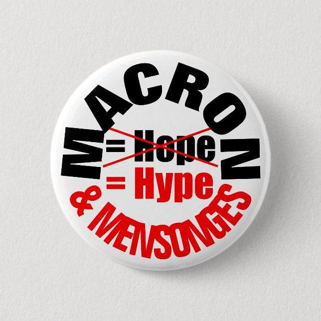 Schaltfläche "MACRON Hype and Lie MENSONGES" Button (Vorderseite)