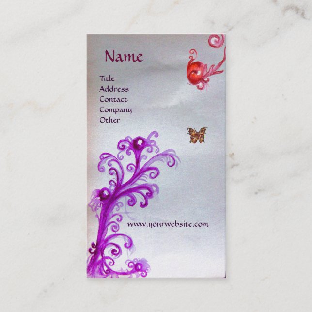 SCHALTFLÄCHE, MAGIC RED LILA WIRBEL PEARL MONOGRAM VISITENKARTE (Vorderseite)