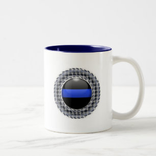 Schaltfläche mit blauer Linie und Gerahmte Schaltf Zweifarbige Tasse