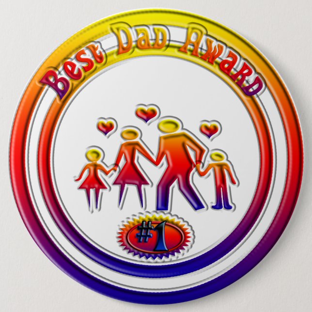 Schaltfläche mit dem besten Vater Award Rainbow Fa Button (Vorderseite)