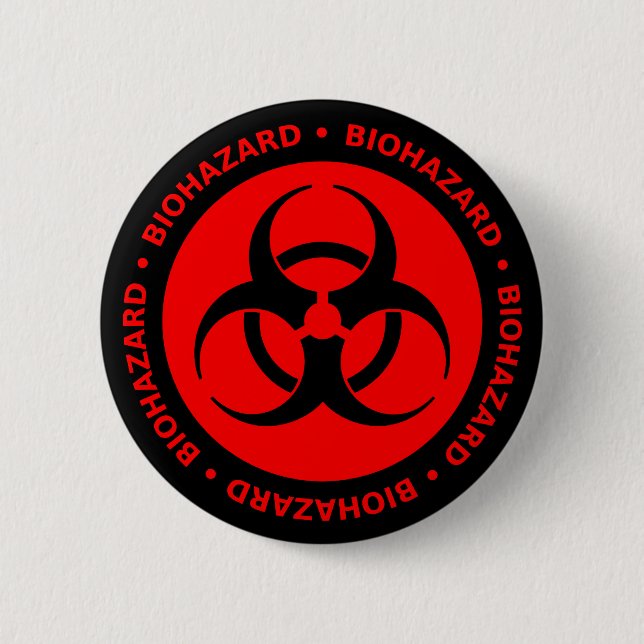 Schaltfläche mit der Warnung vor der roten Biogefä Button (Vorderseite)