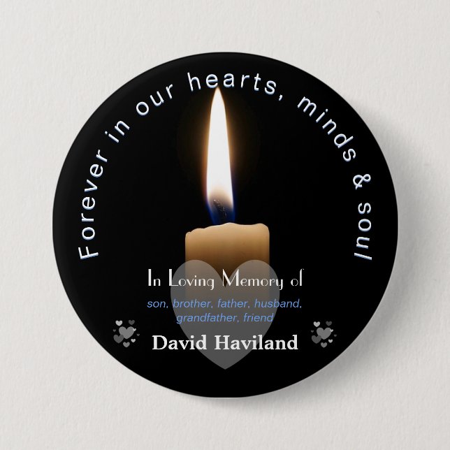 Schaltfläche mit Lit Candle als Memorial HAMbyWG Button (Vorderseite)