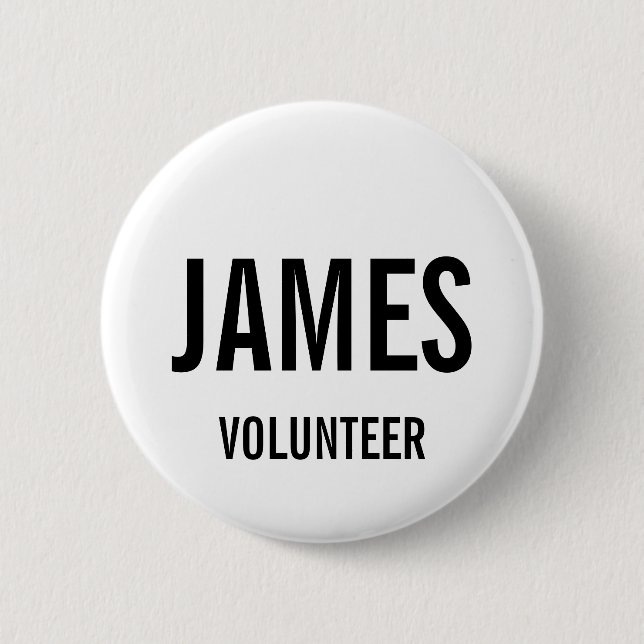 Schaltfläche "Modern White Volunteer Name" Button (Vorderseite)