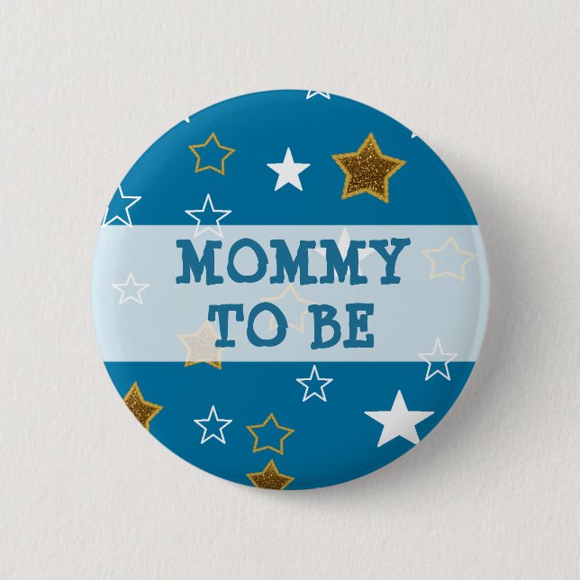 Schaltfläche "Mommy to be Blue and Gold Stars" Button (Vorderseite)