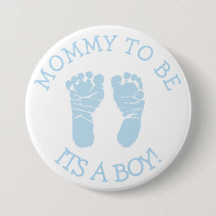 Schaltfläche "Mommy to be Blue and White Baby Show Button