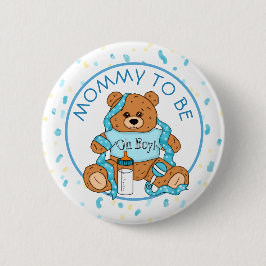 Schaltfläche "Mommy to be Blue Teddy Bear Baby Sho Button