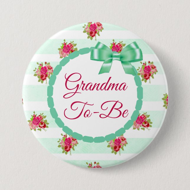 Schaltfläche Mommy to be Floral Chic Rose Button (Vorderseite)