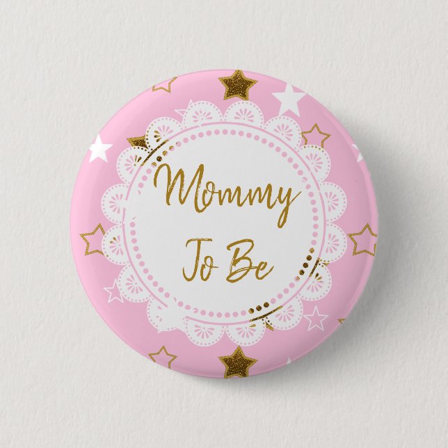 Schaltfläche "Mommy to be Pink and Gold Stars" Button (Vorderseite)