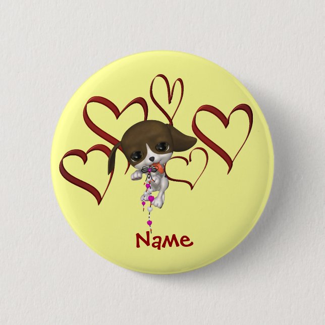Schaltfläche "Name der niedlichen Welpenherzen" Button (Vorderseite)