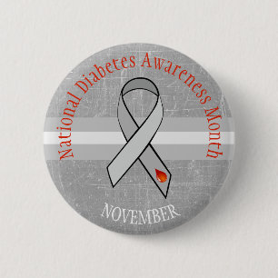 Schaltfläche "National Diabetes Montag Grau Red Aw Button