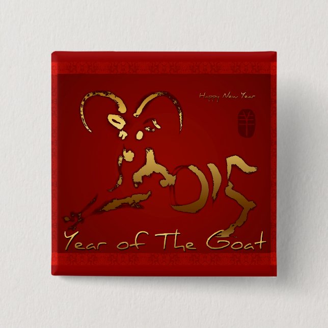 Schaltfläche "Neues Jahr: Golden Goat Chinese New  Button (Vorderseite)