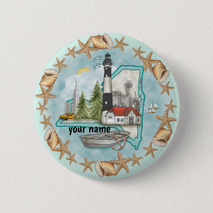 Schaltfläche "New York Muscheln Lighthouse Button" Button
