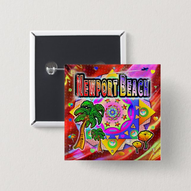 Schaltfläche "Newport Beach Tropical Friends" Button (Vorne & Hinten)
