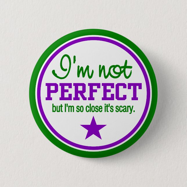 Schaltfläche NICHT PERFEKT - grün / lila Button (Vorderseite)