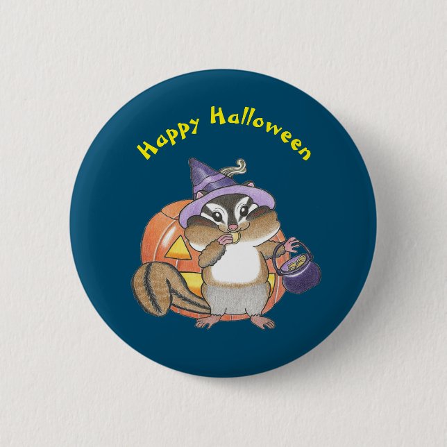 Schaltfläche "niedliche Chipmunk-Halloween-Kids" Button (Vorderseite)