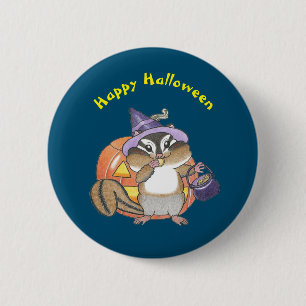 Schaltfläche "niedliche Chipmunk-Halloween-Kids" Button