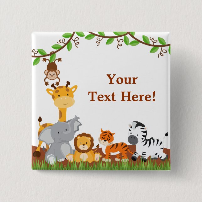 Schaltfläche "niedliche Jungle-Baby-Tiere" Button (Vorderseite)