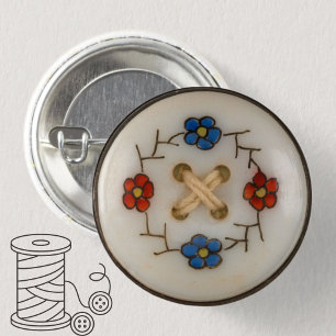 Schaltfläche "niedliche Vintage Nähtaste" Button
