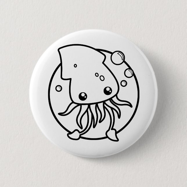 Schaltfläche "niedlicher Tintenfisch" Button (Vorderseite)