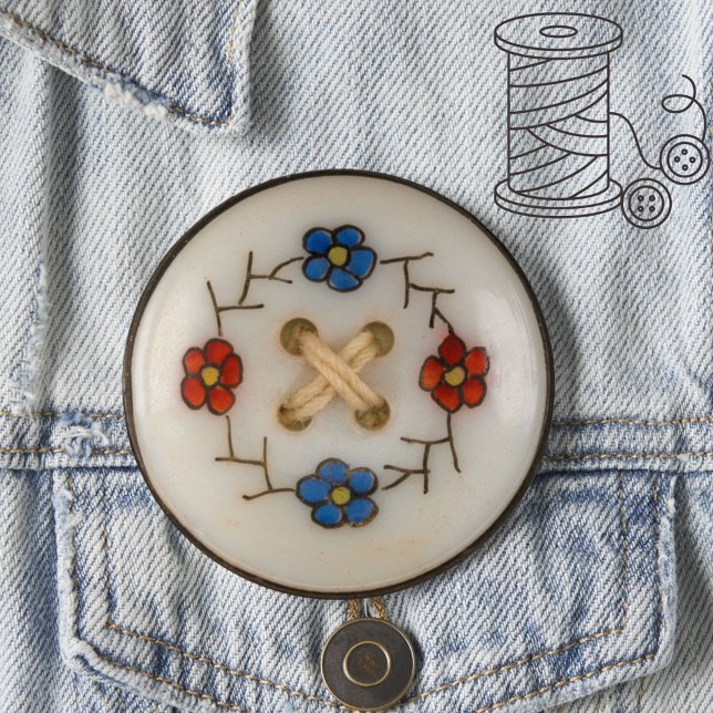 Schaltfläche "niedliches Nähen" Button (A cute, fun button, featuring a colorful vintage sewing button!)