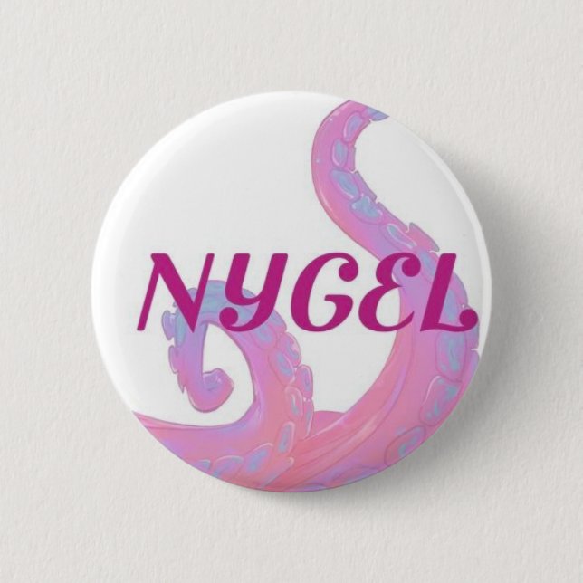 Schaltfläche NYGEL, rosa und weiß Button (Vorderseite)