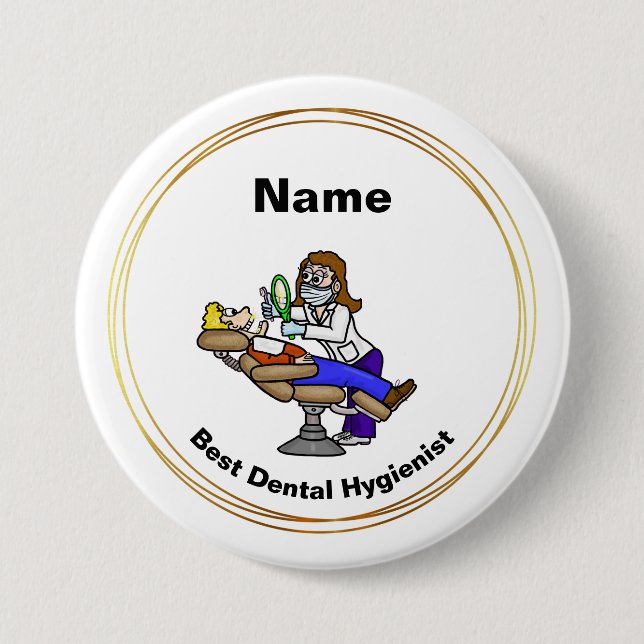 Schaltfläche oder Name-Tag für Beste Zahnhygiene Button (Vorderseite)