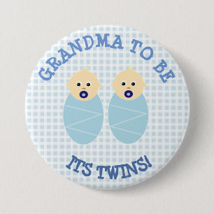 Schaltfläche "Oma to Be Twin Boys Blue Baby" Button
